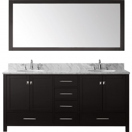 Caroline Avenue 72" Double Bathroom Vanity Cabinet Set in Espresso