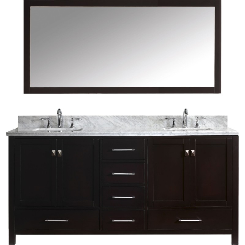 Caroline Avenue 72" Double Bathroom Vanity Cabinet Set in Espresso