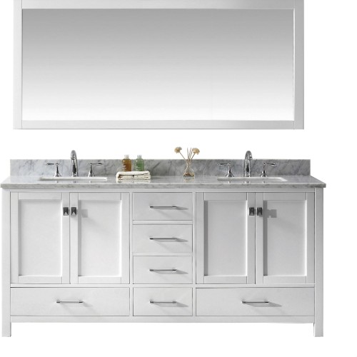 Caroline Avenue 72" Double Bathroom Vanity Cabinet Set in White