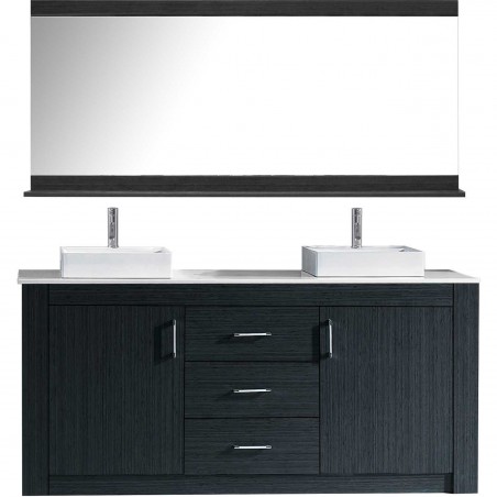 Tavian 60" Double Bathroom Vanity Cabinet Set in Grey