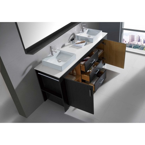 Tavian 60" Double Bathroom Vanity Cabinet Set in Grey