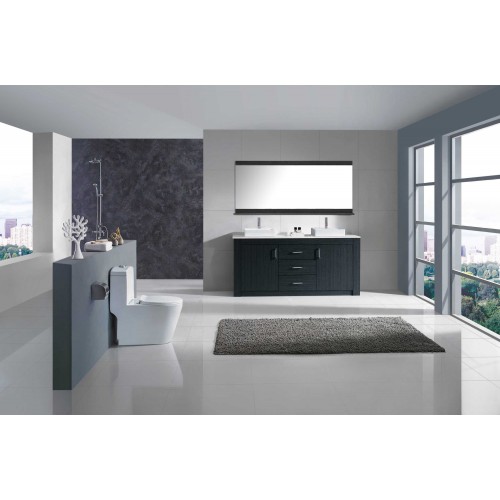 Tavian 60" Double Bathroom Vanity Cabinet Set in Grey