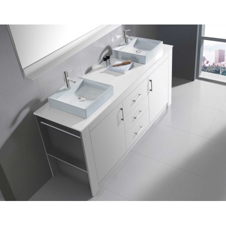 Tavian 60" Double Bathroom Vanity Cabinet Set in White