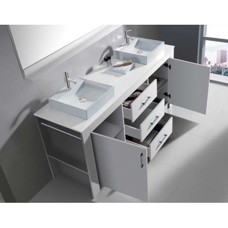 Tavian 60" Double Bathroom Vanity Cabinet Set in White