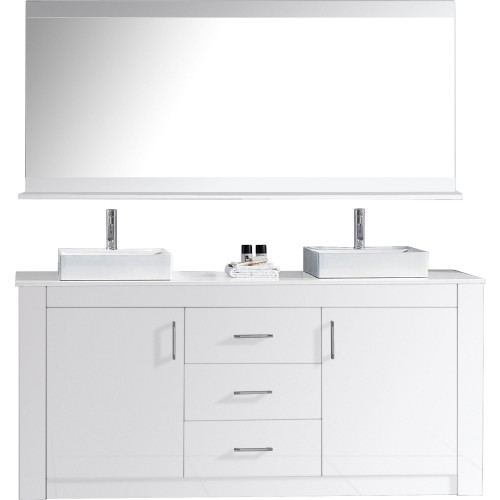 Tavian 60" Double Bathroom Vanity Cabinet Set in White