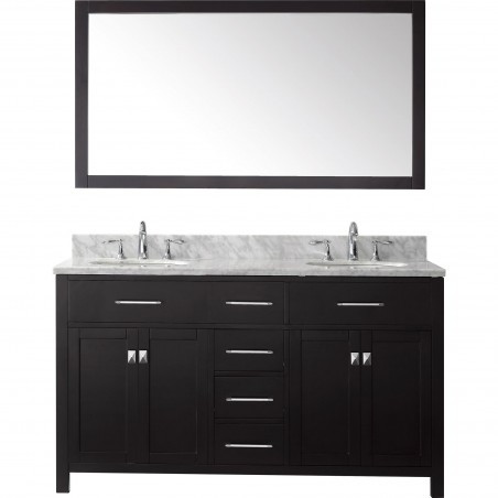 Caroline 60" Double Bathroom Vanity Cabinet Set in Espresso