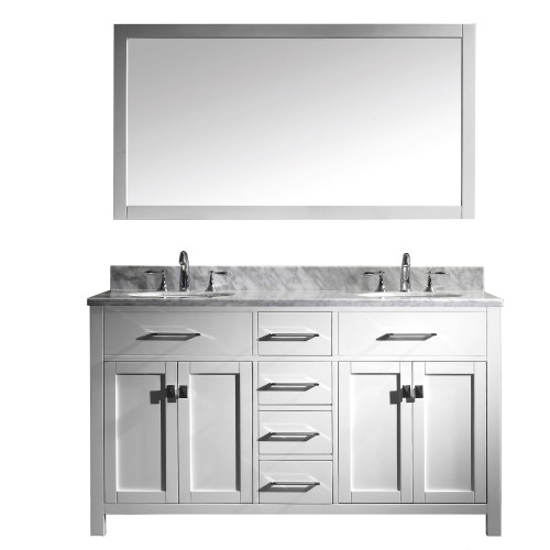 Caroline 60" Double Bathroom Vanity Cabinet Set in White