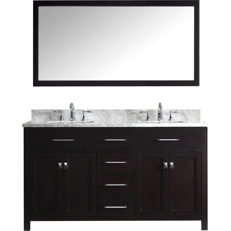 Caroline 60" Double Bathroom Vanity Cabinet Set in Espresso