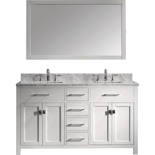 Caroline 60" Double Bathroom Vanity Cabinet Set in White