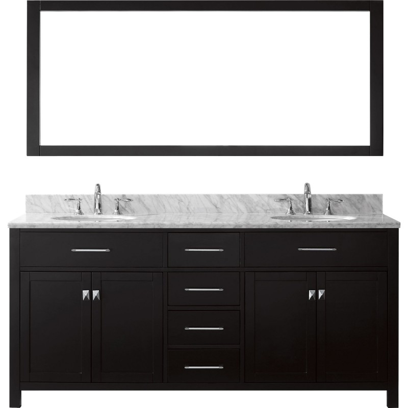 Caroline 72" Double Bathroom Vanity Cabinet Set in Espresso