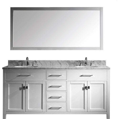Caroline 72" Double Bathroom Vanity Cabinet Set in White