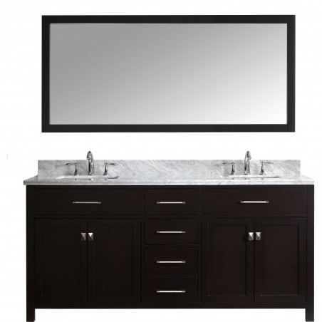 Caroline 72" Double Bathroom Vanity Cabinet Set in Espresso