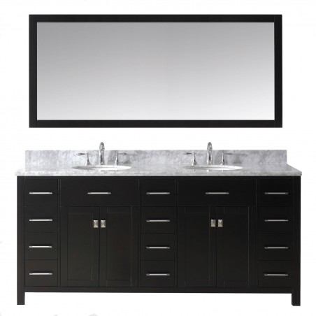 Caroline Parkway 72" Double Bathroom Vanity Cabinet Set in Espresso