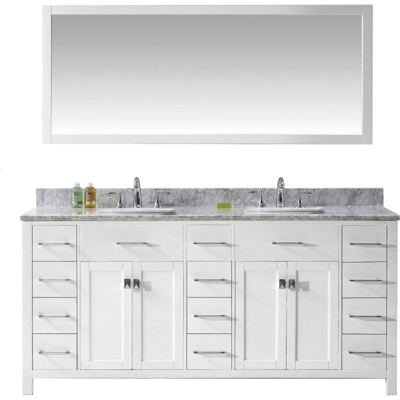 Caroline Parkway 72" Double Bathroom Vanity Cabinet Set in White