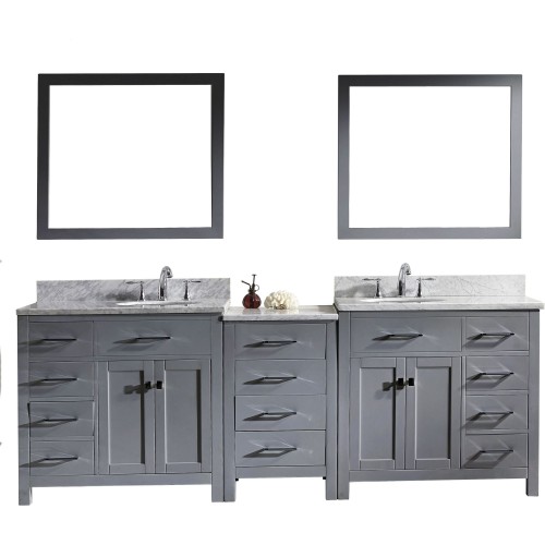 Caroline Parkway 93" Double Bathroom Vanity Cabinet Set in Grey