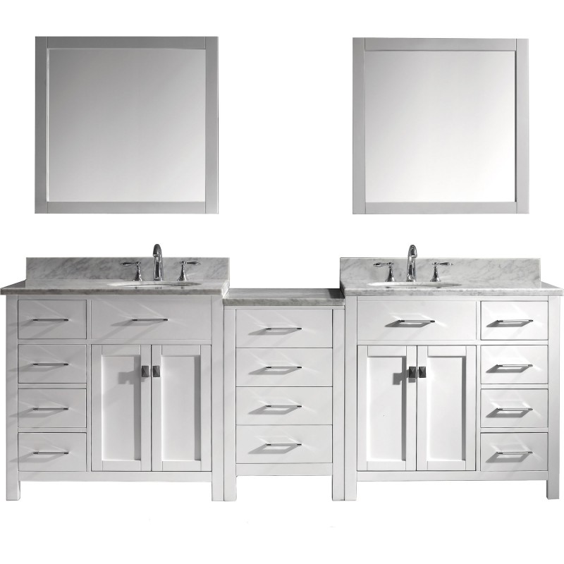 Caroline Parkway 93" Double Bathroom Vanity Cabinet Set in White