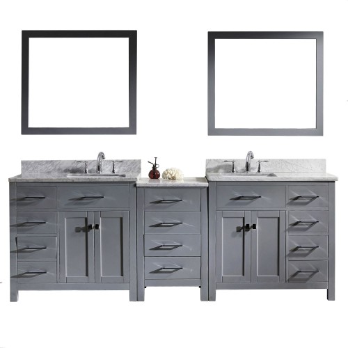 Caroline Parkway 93" Double Bathroom Vanity Cabinet Set in Grey