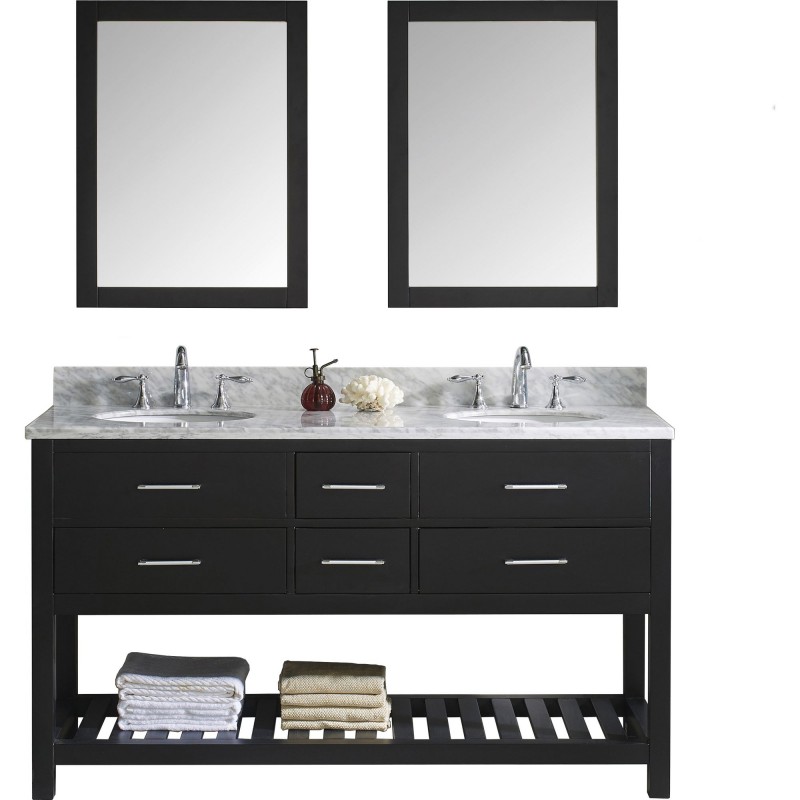 Caroline Estate 60" Double Bathroom Vanity Cabinet Set in Espresso