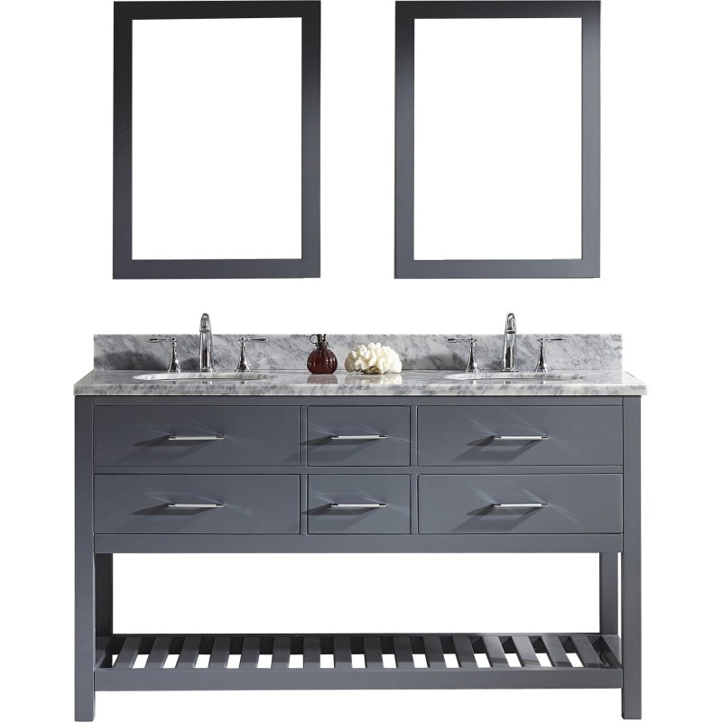 Caroline Estate 60" Double Bathroom Vanity Cabinet Set in Grey