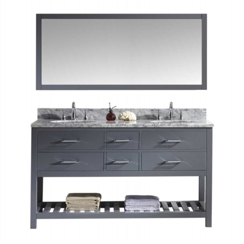 Caroline Estate 60" Double Bathroom Vanity Cabinet Set in Grey