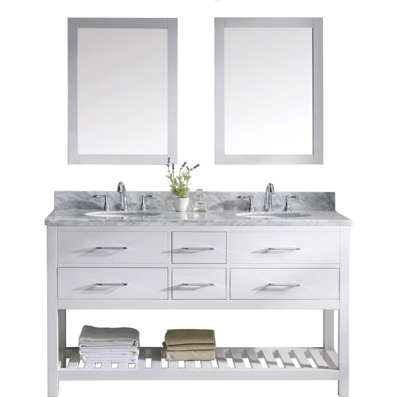 Caroline Estate 60" Double Bathroom Vanity Cabinet Set in White