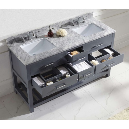 Caroline Estate 60" Double Bathroom Vanity Cabinet Set in Grey