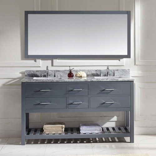 Caroline Estate 60" Double Bathroom Vanity Cabinet Set in Grey