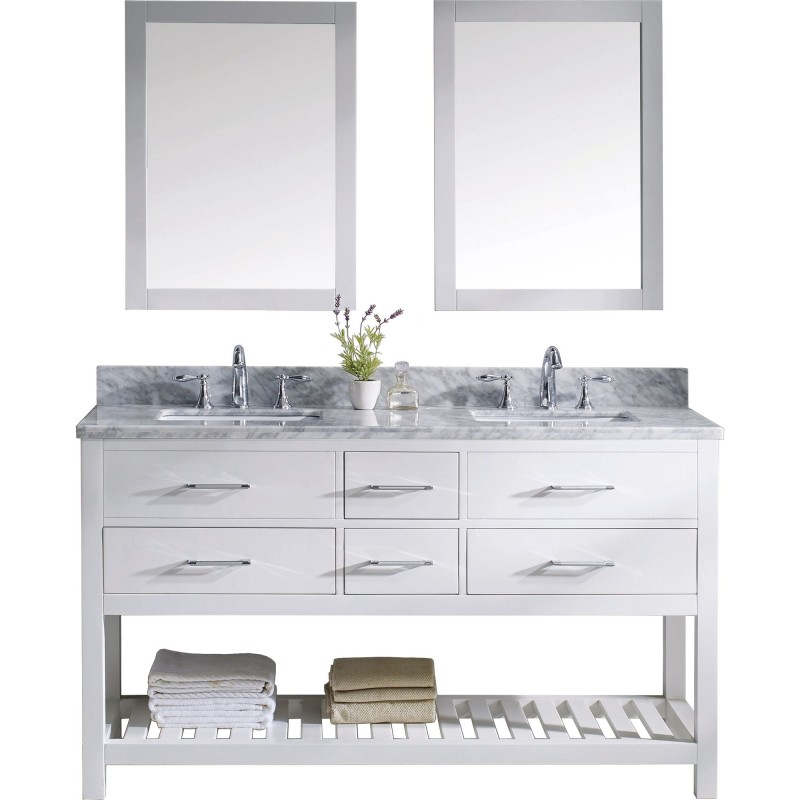 Caroline Estate 60" Double Bathroom Vanity Cabinet Set in White