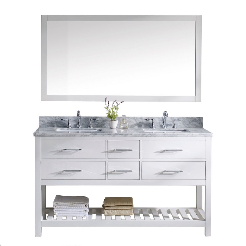 Caroline Estate 60" Double Bathroom Vanity Cabinet Set in White