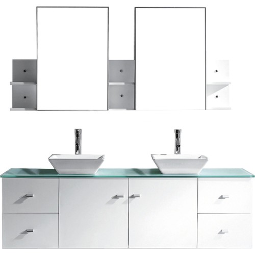Clarissa 72" Double Bathroom Vanity Cabinet Set in White
