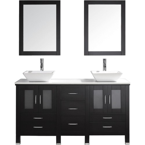 Bradford 60" Double Bathroom Vanity Cabinet Set in Espresso