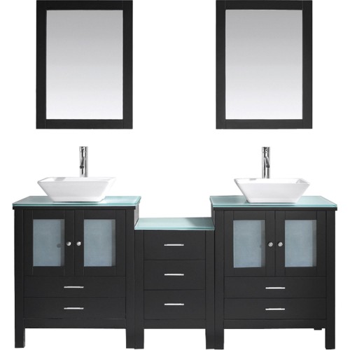 Brentford 72" Double Bathroom Vanity Cabinet Set in Espresso