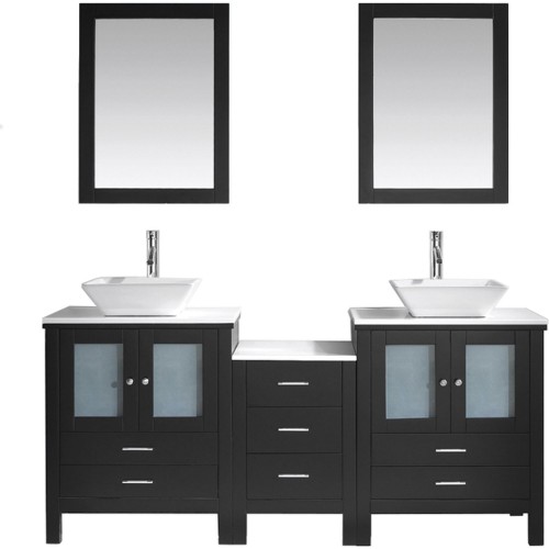 Brentford 72" Double Bathroom Vanity Cabinet Set in Espresso