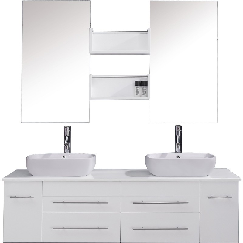 Augustine 59" Double Bathroom Vanity Cabinet Set in White