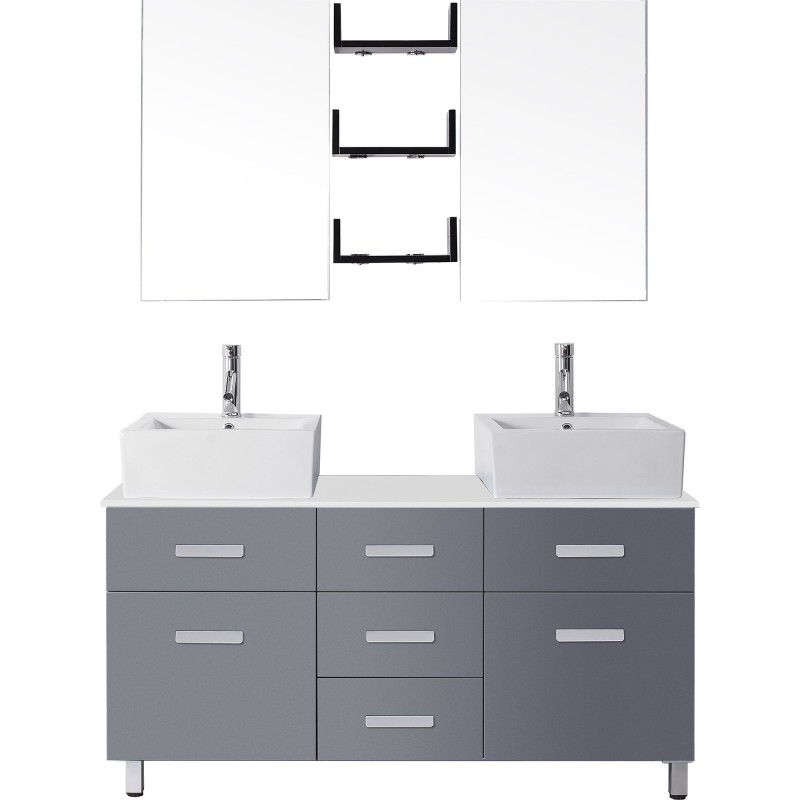 Maybell 56" Double Bathroom Vanity Cabinet Set in Grey