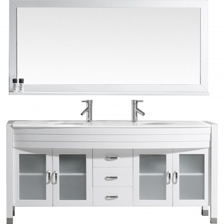 Ava 71" Double Bathroom Vanity Cabinet Set in White