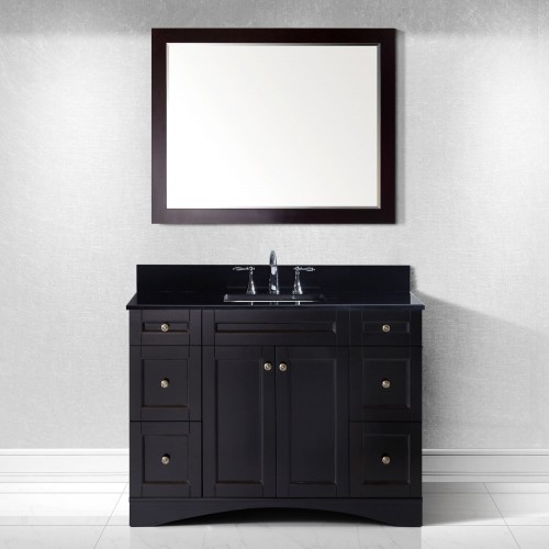 Elise 48" Single Bathroom Vanity in Espresso with Black Galaxy Granite Top and Square Sink with Mirror