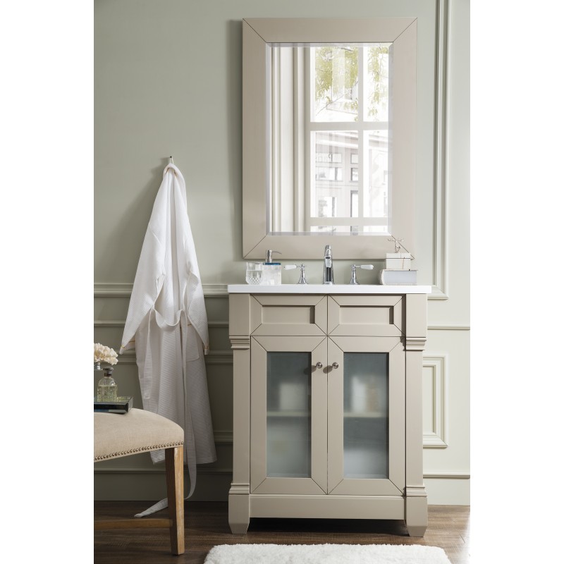 Weston 30" Vanity w/Glass Doors, Sea Gull w/ Snow White Top