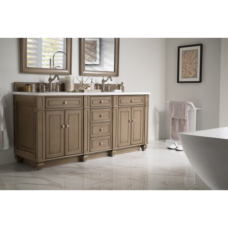 Bristol 72" Double Vanity, White Washed Walnut