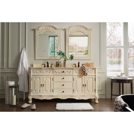 Naples 72" Double Vanity, Antique White w/ Galala Beige Top