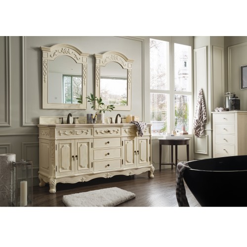 Naples 72" Double Vanity, Antique White w/ Galala Beige Top