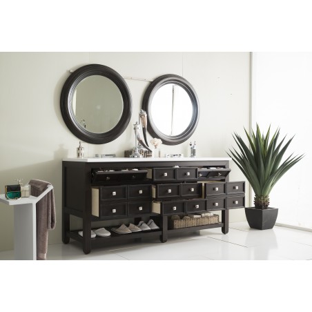 Victoria 69" Double Vanity, Cerused Espresso Oak w/ Snow White Quartz Top