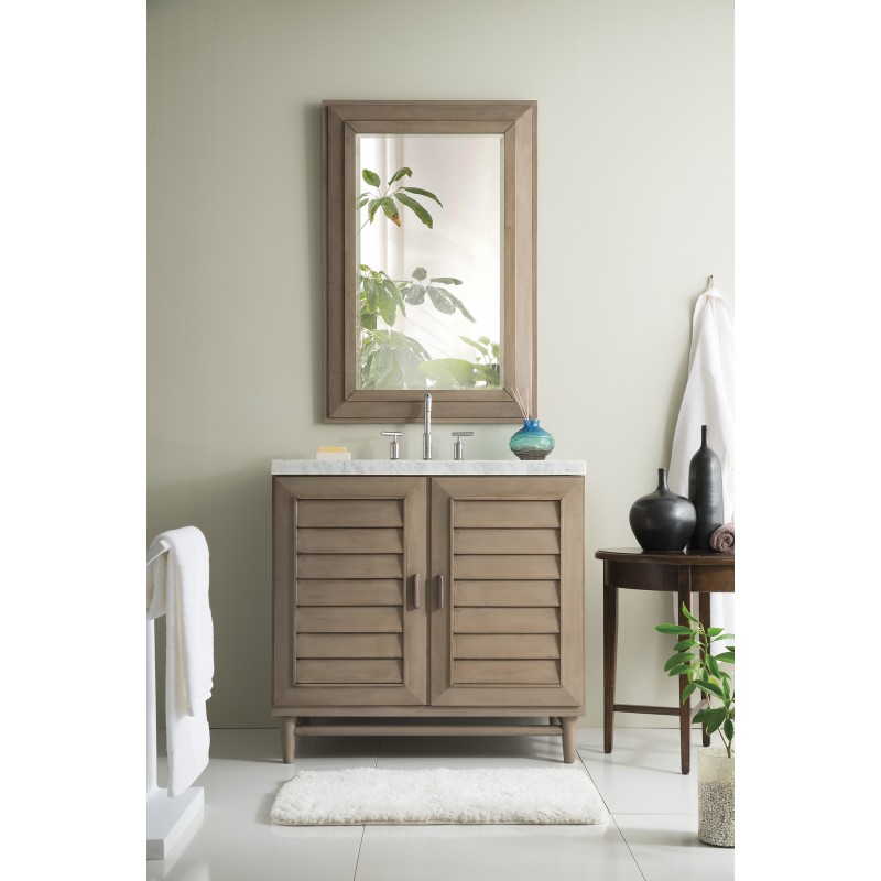 Portland 36" Single Vanity, White Washed Walnut