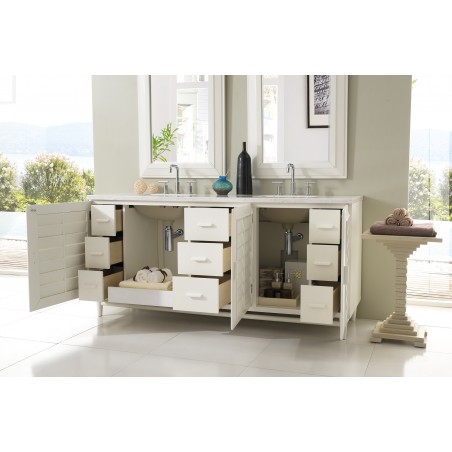 Portland 72" Double Vanity, Cottage White