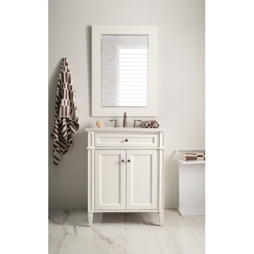 New Brttany 30" Single Vanity, Cottage White w/ Arctic Fall Top