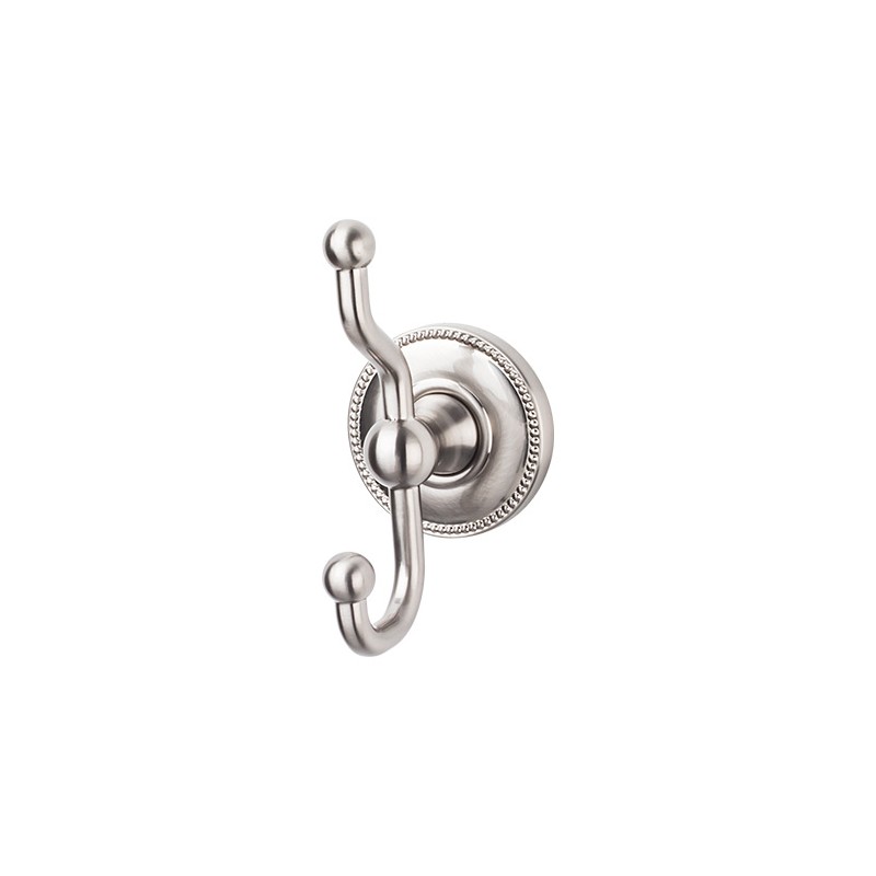 Edwardian Bath Double Hook Brushed Satin Nickel Beaded Backplate