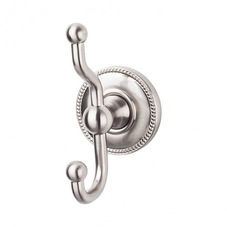 Edwardian Bath Double Hook Brushed Satin Nickel Beaded Backplate