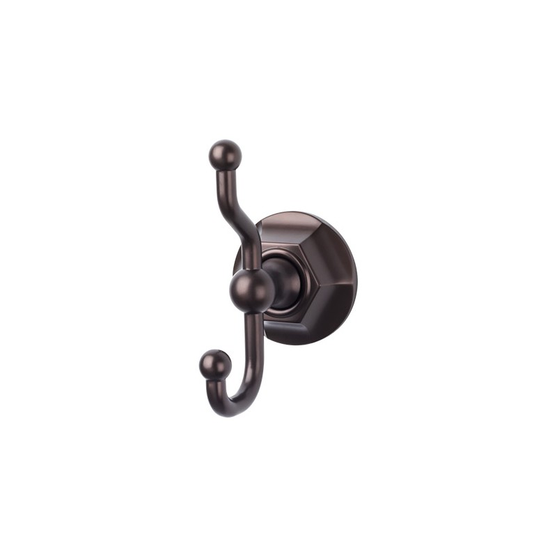 Edwardian Bath Double Hook Oil Rubbed Bronze Hex Backplate