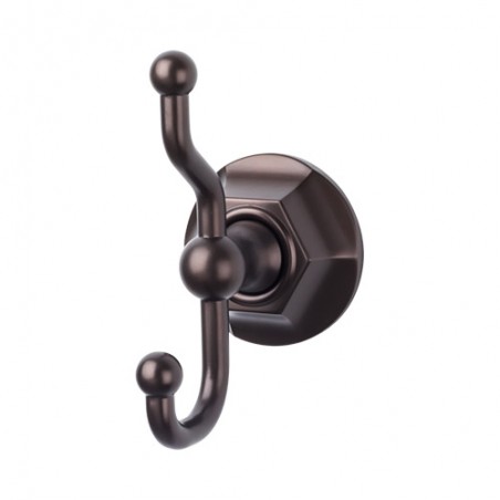 Edwardian Bath Double Hook Oil Rubbed Bronze Hex Backplate