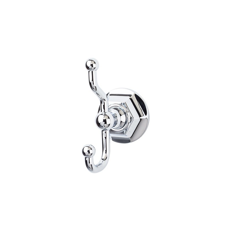 Edwardian Bath Double Hook Polished Chrome Hex Backplate